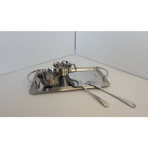 Vintage Serving Metal Tray Service Set - Picture 4 of 7